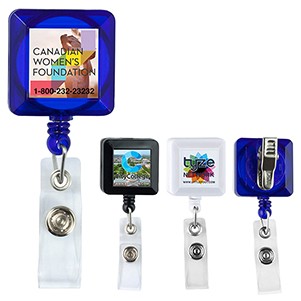 "Olmsted VL" Square Retractable Badge Reel & Holder w/Rotating Alligator Clip (Full Color)